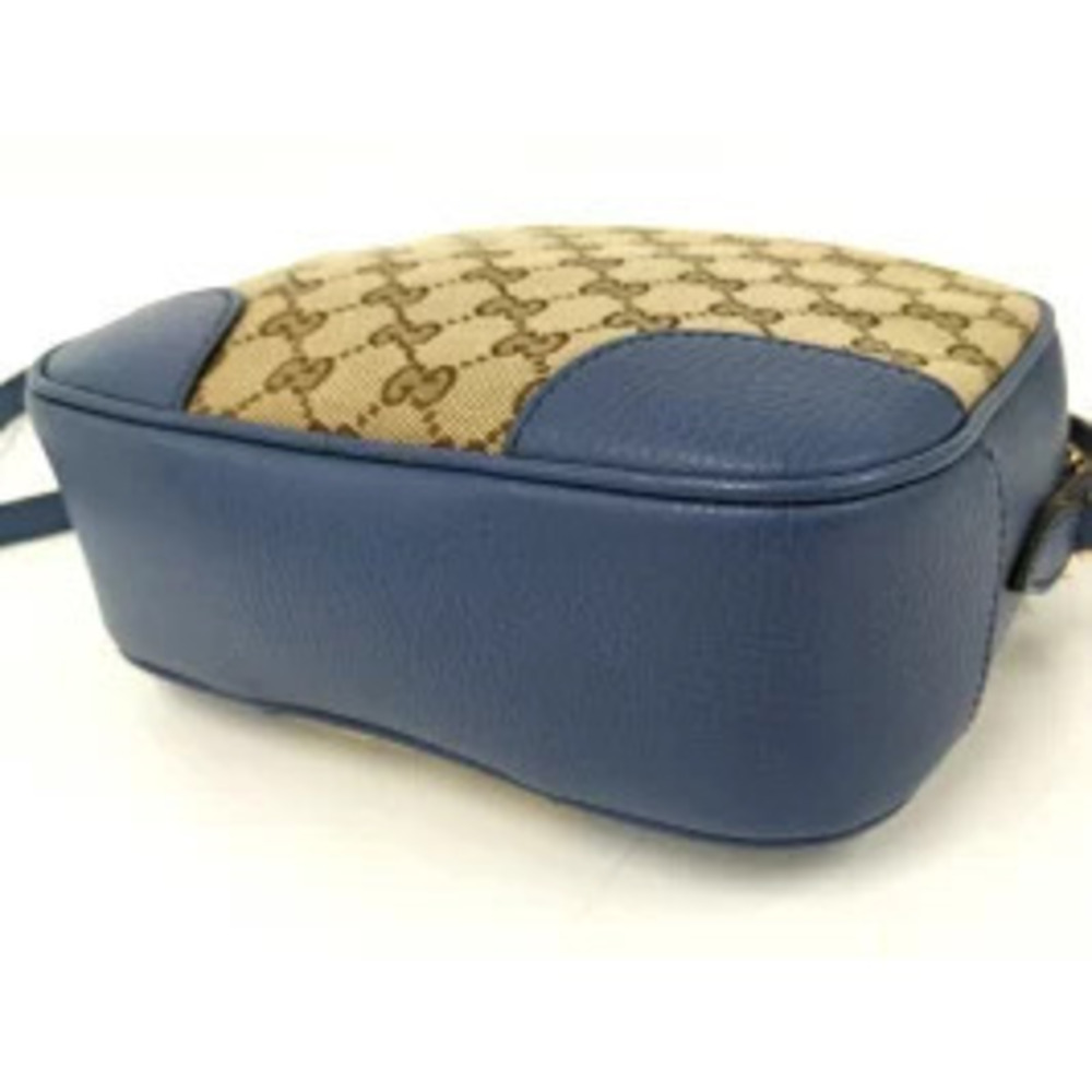 GUCCI Shoulder Bag GG Canvas Leather Beige Brown Blue - Picture 4 of 9
